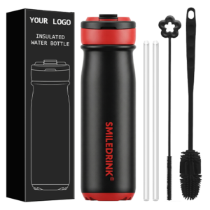Water Bottle with Straw Lid, Vacuum Insulated Stainless Steel Bottle Leak-Proof BPA-Free Sports Water Bottle E391