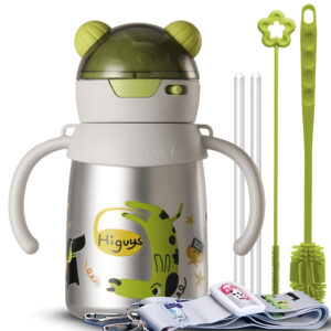 Cute Stainless Steel Water Bottle School Children 380ml Leak-Proof Insulated Flasks Straw Handle Kids Insulated Water Bottles L126