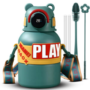 Kids Insulated Straw Bottle 316SS Temp Display Large Capacity Strap Leak-Proof Hot/Cold L127