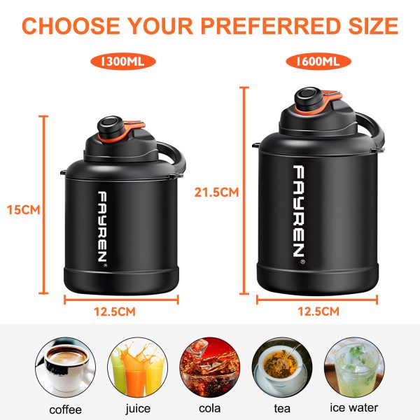 insulated stainless steel sports water bottle with strap l726-5