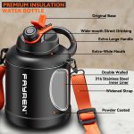 insulated stainless steel sports water bottle with strap l726-6