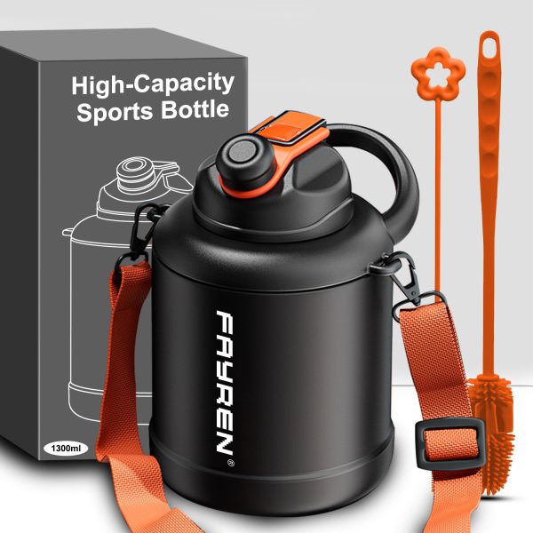 insulated stainless steel sports water bottle with strap l726